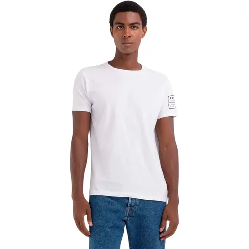 Herren Baumwoll T-Shirt , Herren, Größe: 2XL - Replay - Modalova