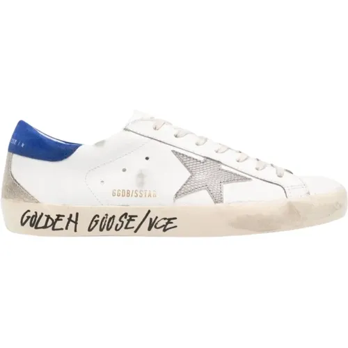 Super Star Calf Grey Sneakers , male, Sizes: 8 UK - Golden Goose - Modalova
