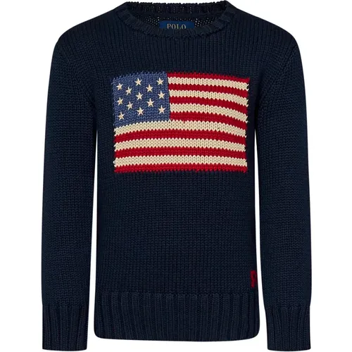 Blauer Pullover mit Amerikanischer Flagge - Polo Ralph Lauren - Modalova