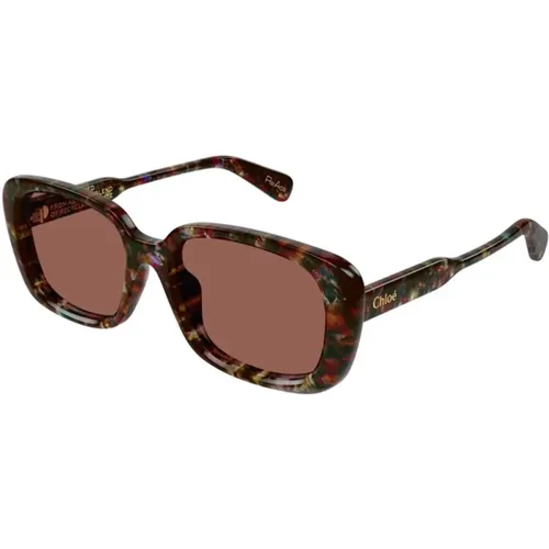 Stilvolle Sonnenbrille mit Havana Gläsern - Chloé - Modalova