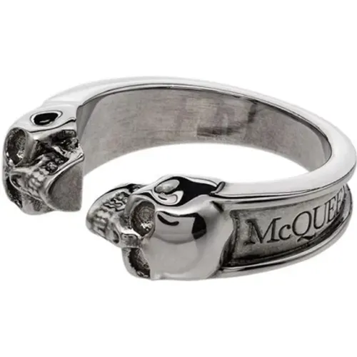 Twin Skull Silber Messing Ring , Herren, Größe: ONE Size - alexander mcqueen - Modalova