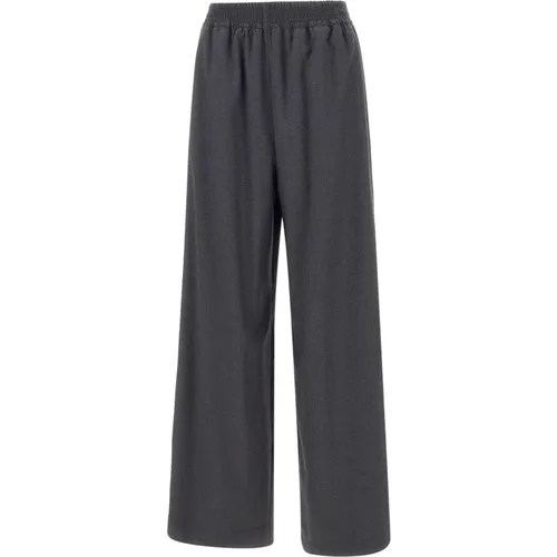 Anthracite Grey Wool Wide Leg Trousers , female, Sizes: S, M - Fabiana Filippi - Modalova