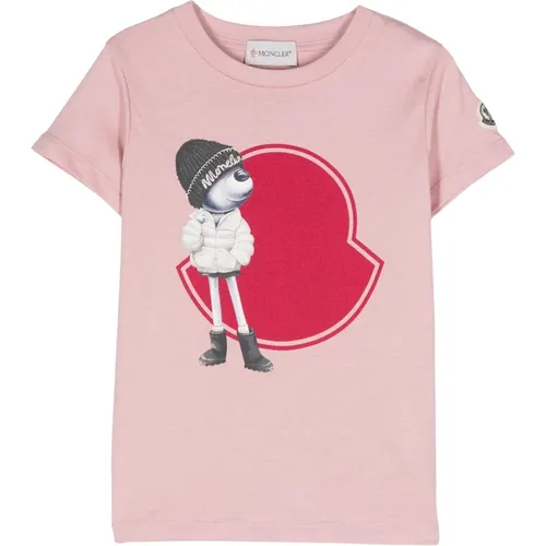 T-Shirt mit Teddybärendruck und Rundhalsausschnitt - Moncler - Modalova