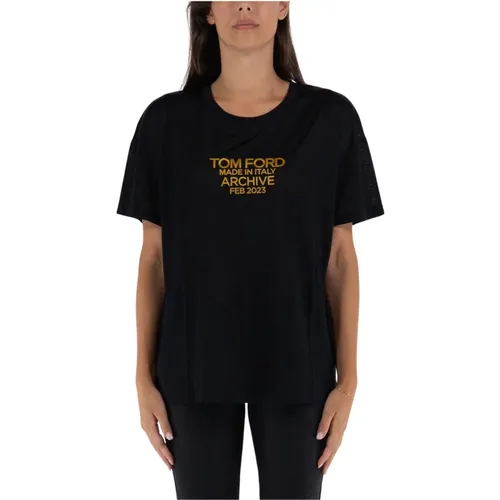 Seiden Jersey T-Shirt , Damen, Größe: M - Tom Ford - Modalova