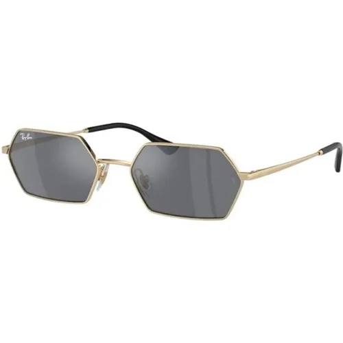 Goldrahmen Dunkelgraue Linse Sonnenbrille , Damen, Größe: 58 MM - Ray-Ban - Modalova