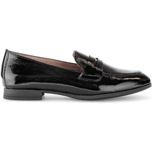 Schwarze Lackleder-Loafer , Damen, Größe: 43 EU - Gabor - Modalova