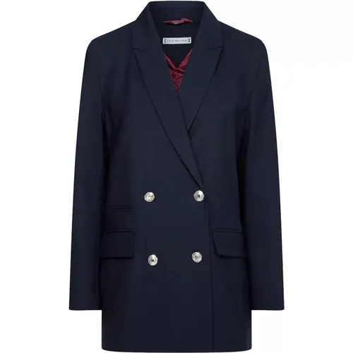 Double-Breasted Wool Blazer , female, Sizes: S, M - Tommy Hilfiger - Modalova