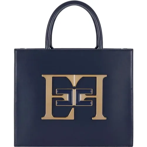 Blaue Handtasche mit Reißverschluss , Damen, Größe: ONE Size - Elisabetta Franchi - Modalova