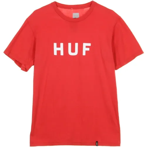 Logo Herren T-Shirt Rot/Weiß , Herren, Größe: XL - HUF - Modalova