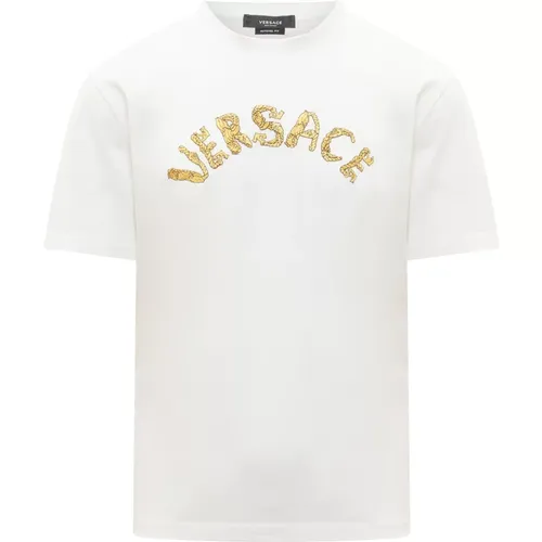 Kurzarm T-Shirt mit Rundhalsausschnitt , Herren, Größe: L - Versace - Modalova