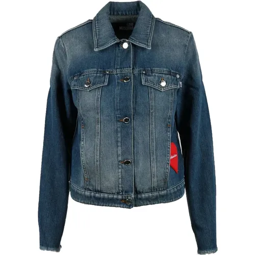 Stilvolle Denim Blaue Jacke für Frauen , Damen, Größe: M - Love Moschino - Modalova