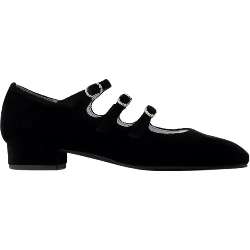 Samt Schwarze Ballerinas mit Knöchelriemen , Damen, Größe: 36 1/2 EU - Carel - Modalova