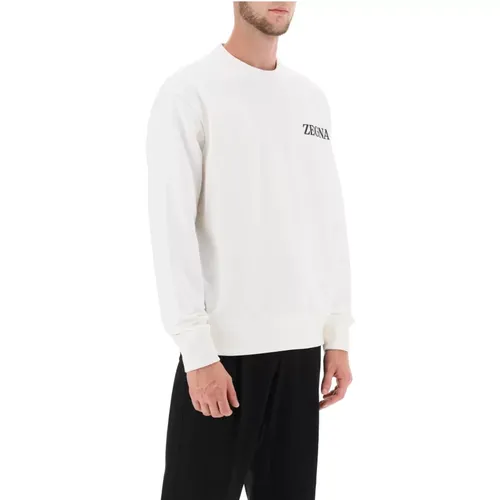 Sweatshirt mit Rundhalsausschnitt und beflocktem Logo , Herren, Größe: 2XL - Ermenegildo Zegna - Modalova