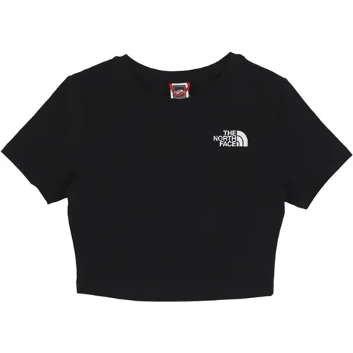 Schwarzes Cropped T-Shirt mit Logo , Damen, Größe: XS - The North Face - Modalova