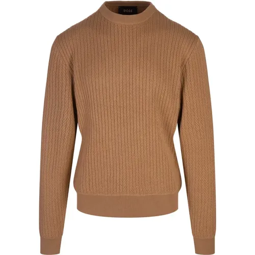 Herringbone Crew Neck Sweater , male, Sizes: M, XL, S, L, 2XL - Hugo Boss - Modalova