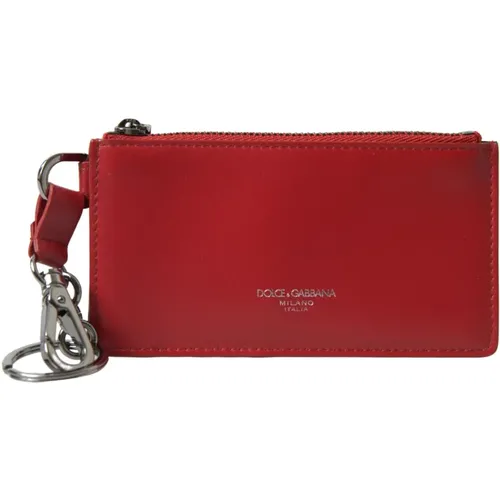 Rote Leder Reißverschluss Kartenhalter Geldbörse - Dolce & Gabbana - Modalova