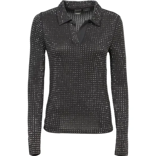 Schwarzes T-Shirt Damenbekleidung , Damen, Größe: L - pinko - Modalova