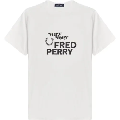 Bedrucktes Rundhals-Baumwoll-T-Shirt , Herren, Größe: L - Fred Perry - Modalova