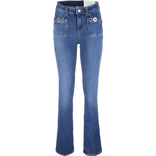 Blaue Straight Fit Jeans Reißverschluss , Damen, Größe: W25 - Liu Jo - Modalova