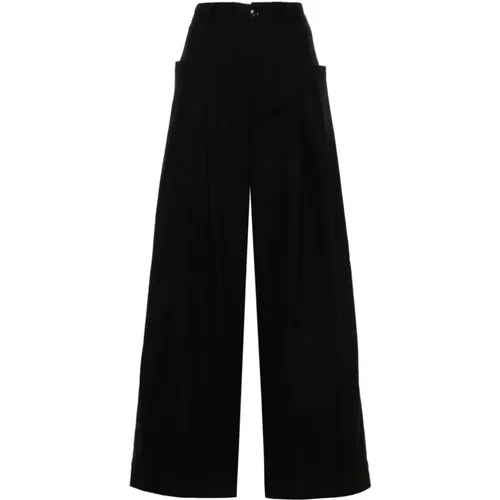 Twill Weave Wide Leg Trousers , female, Sizes: XS, 2XS, S, M - White Sand - Modalova