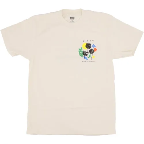 Floral Print Classic Tee Cream , male, Sizes: XL - Obey - Modalova