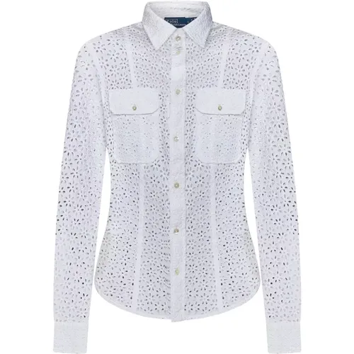 Linen San Gallo Lace Shirt , female, Sizes: S - Ralph Lauren - Modalova