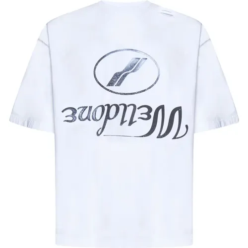 Zerstörtes umgekehrtes Logo T-Shirt Weiß , Herren, Größe: L - We11Done - Modalova