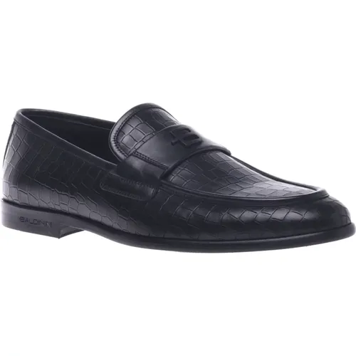 Loafers in with crocodile print , male, Sizes: 9 UK, 11 UK, 10 UK, 7 UK - Baldinini - Modalova