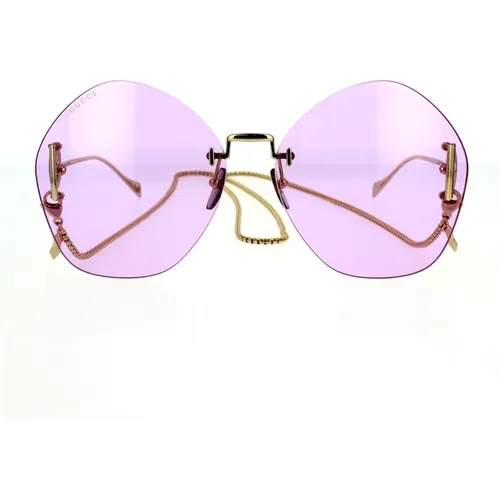 Geometrische Oversize-Sonnenbrille mit Kette,Stylische Sonnenbrille Gg1203S - Gucci - Modalova