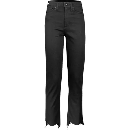 High Rise Skinny Frayed Schwarze Jeans , Damen, Größe: W28 - Rag & Bone - Modalova