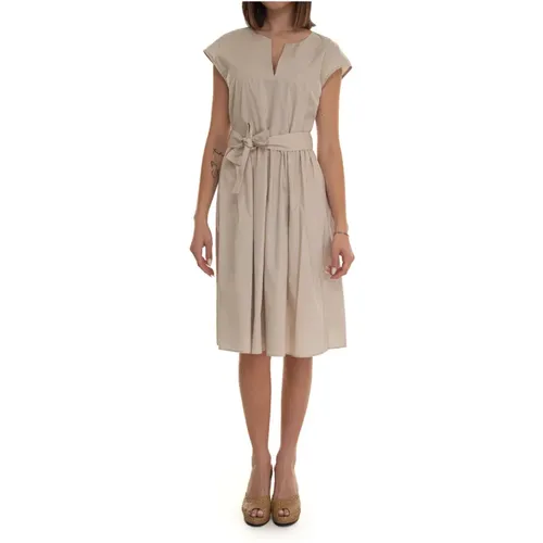 V-Ausschnitt Mini Kleid mit Gürtel , Damen, Größe: S - Woolrich - Modalova