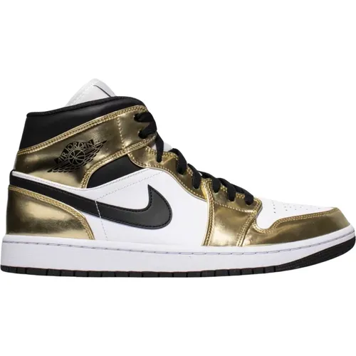 Limitierte Auflage Metallic Gold Air Jordan 1 Mid , Damen, Größe: 38 1/2 EU - Nike - Modalova