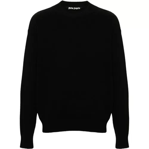 Wool Cashmere Crew Neck Sweater , male, Sizes: L, M, S - Palm Angels - Modalova