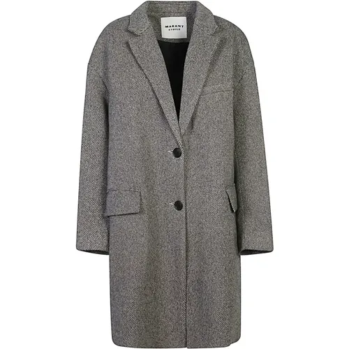 Grey Wool Blend Coat Aw24 , female, Sizes: S - Isabel Marant Étoile - Modalova