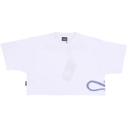 Weißes Logo Vertikales Tee Streetwear , Damen, Größe: XS - Propaganda - Modalova