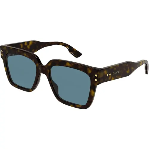 Havana/Light Blue Sunglasses , male, Sizes: 54 MM - Gucci - Modalova