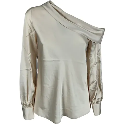 Cream Satin Womens Shirt , female, Sizes: M - Ralph Lauren - Modalova