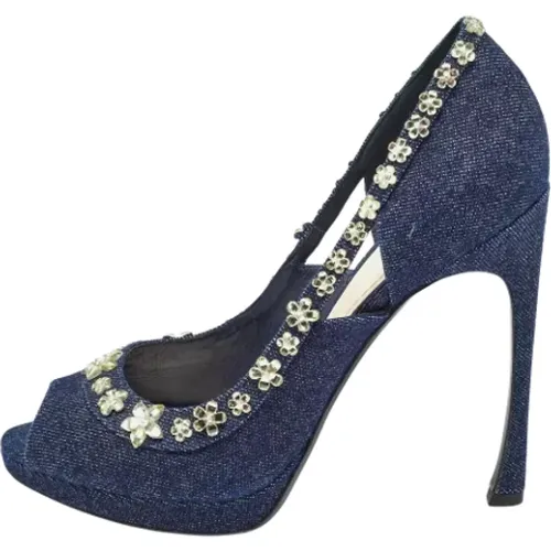 Pre-owned Denim heels , female, Sizes: 7 1/2 UK - Dior Vintage - Modalova