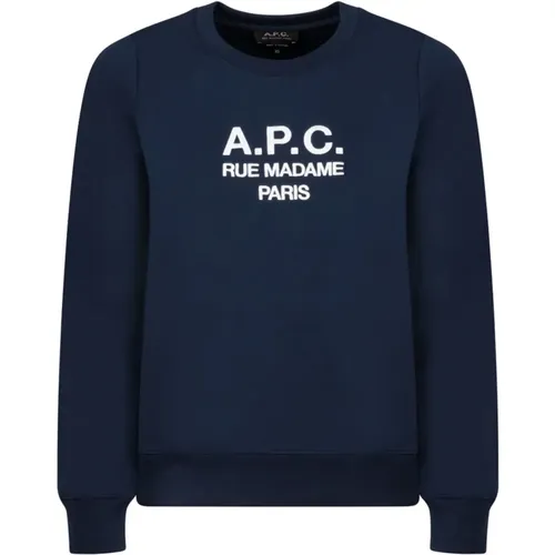 Marineblaues Sweatshirt mit Logo-Stickerei , Damen, Größe: S - A.p.c. - Modalova