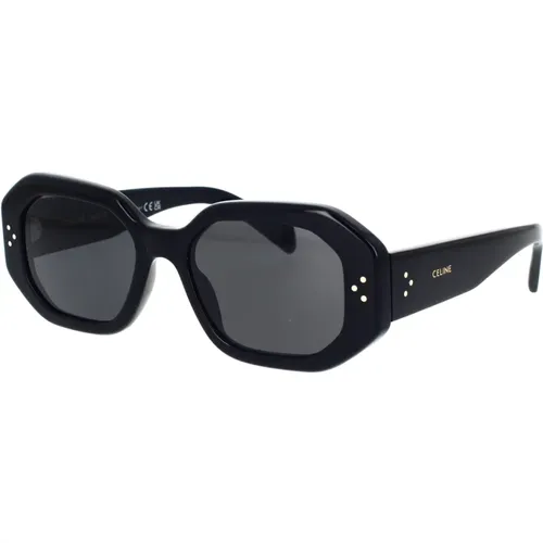 Sonnenbrille mit unregelmäßiger Form in schwarzem Acetat mit dunklen Rauchgläsern , Damen, Größe: 52 MM - Celine - Modalova