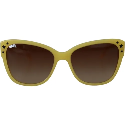 Gelbe Acetatrahmen Sterne Sonnenbrille , Damen, Größe: ONE Size - Dolce & Gabbana - Modalova