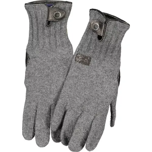 Mens Grey Gloves Button Logo Contrast , male, Sizes: M - Harmont & Blaine - Modalova