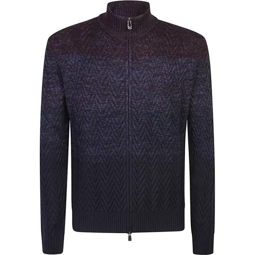 Stylish Sweatshirt Blu/mattone Aw24 , male, Sizes: 3XL, 2XL - Corneliani - Modalova