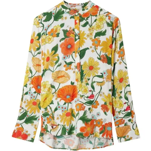 Floral Print Collarless Shirt , female, Sizes: 2XS - Stella Mccartney - Modalova