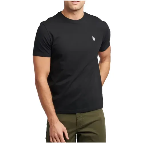 Besticktes Logo Baumwoll-T-Shirt Schwarz , Herren, Größe: M - U.S. Polo Assn. - Modalova