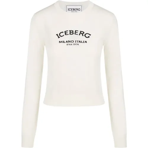 Kleiner Rundhalsausschnitt Wollpullover , Damen, Größe: L - Iceberg - Modalova