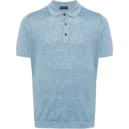 Beiges Leinen Kurzarm Polo Shirt , Herren, Größe: M - PAUL & SHARK - Modalova