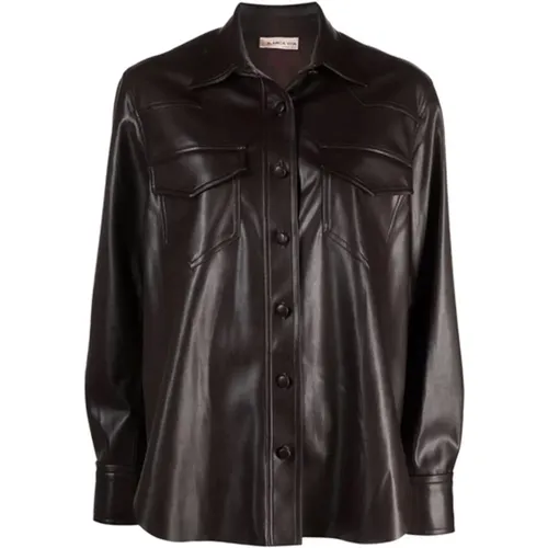 Faux Leather Shirt , female, Sizes: XS - Blanca Vita - Modalova