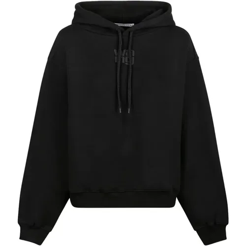 Schwarzer Logo-Print-Hoodie - alexander wang - Modalova