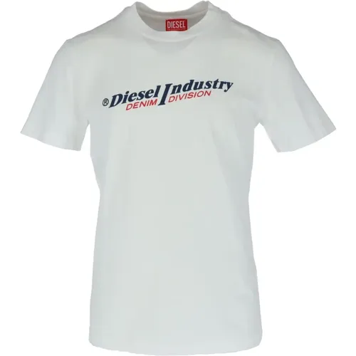 Weiß Bedrucktes T-Shirt Rundhals Männer , Herren, Größe: S - Diesel - Modalova